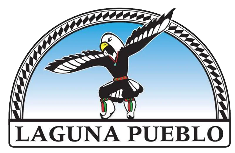Logo featuring an eagle dancer with the text "Laguna Pueblo" below.